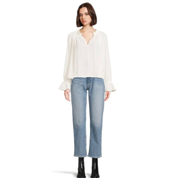 PAIGE Denim - Paige Sawyer Wide Leg High Rise Jean Storybook Distressed Denim Womens Sz 25 NEW